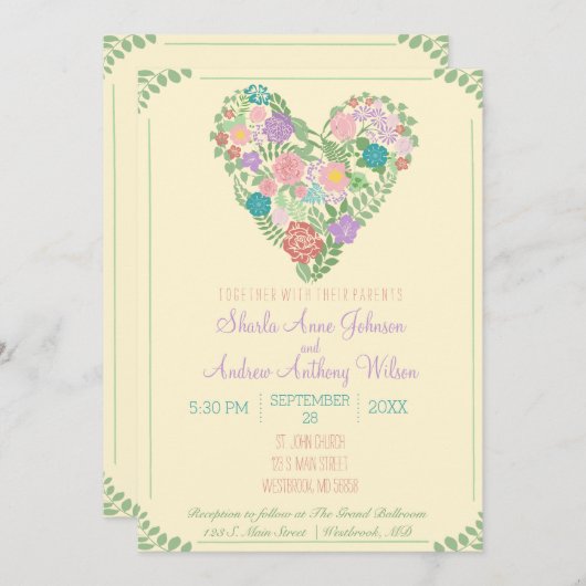Spring Garden Flower Huwelijksuitnodiging Kaart (Voorkant / Achterkant)