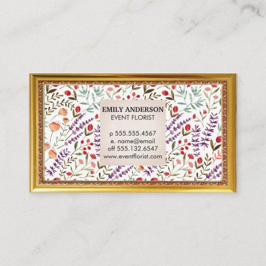 Spring Garden Flower Pattern | ANTIEK LIJST Visitekaartje (Achterkant)