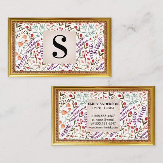 Spring Garden Flower Pattern | ANTIEK LIJST Visitekaartje (Voorkant / Achterkant)