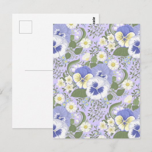 Spring Garden flowers on lavender Briefkaart (Voorkant / Achterkant)