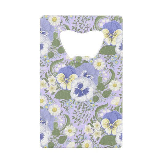 Spring Garden flowers on lavender Creditkaart Flessenopener (Voorkant)