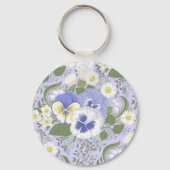 Spring Garden flowers on lavender Sleutelhanger (Voorkant)