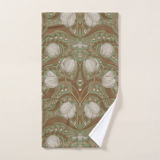 Spring Garden flowers on sage Bad Handdoek (Handdoek)