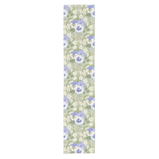 Spring Garden flowers on sage Korte Tafelloper (Voorkant)