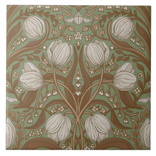 Spring Garden flowers on sage Tegeltje (Voorkant)