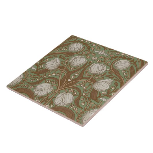 Spring Garden flowers on sage Tegeltje (Zijkant)