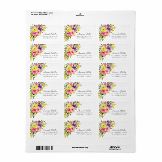 Spring Garden Flowers Return Address Label (Full Sheet)
