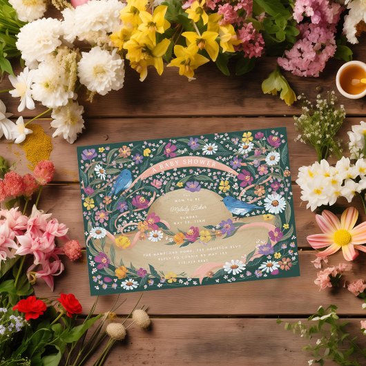 Spring Garden Flowers Sun Pet Baby shower Kaart