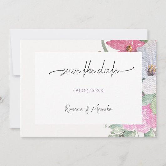 Spring Garden Flowers Waterverf Art Save The Date (Voorkant)