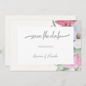 Spring Garden Flowers Waterverf Art Save The Date (Voorkant / Achterkant)