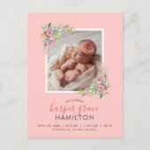 Spring Garden Foto Geboorte Aankondiging Briefkaar (Voorkant)