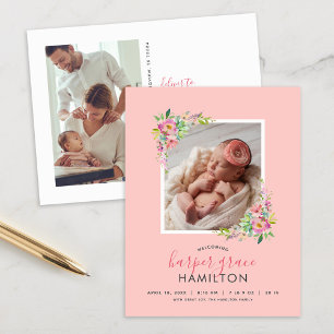Spring Garden Foto Geboorte Aankondiging Briefkaar