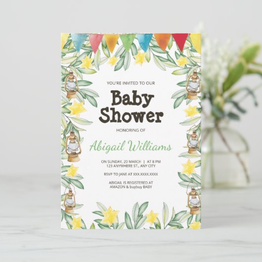 Spring Garden Greenery Baby shower Kaart (Staand voorkant)