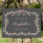 Spring Garden Grey & Pink Baby shower Welkom Poster