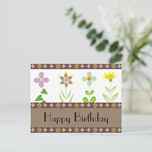 Spring Garden Happy Birthday Briefkaarten (Staand voorkant)