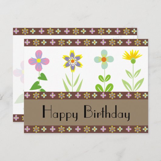 Spring Garden Happy Birthday Briefkaarten (Voorkant / Achterkant)