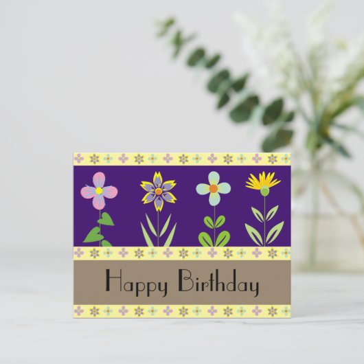Spring Garden Happy Birthday Briefkaarten (Staand voorkant)