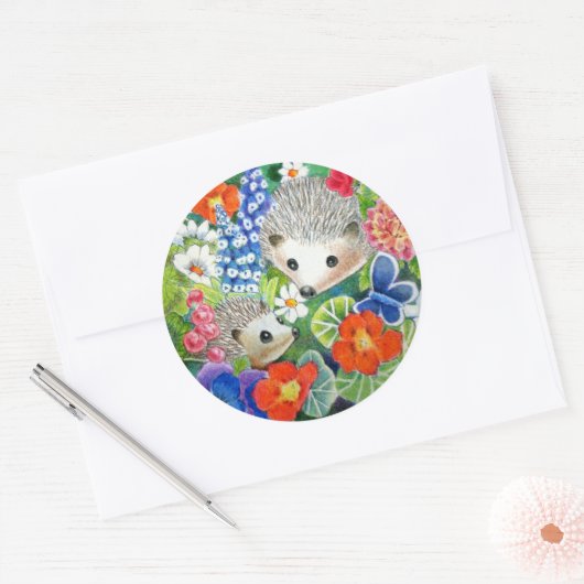 Spring Garden Hedgehogs Stickers (Envelop)