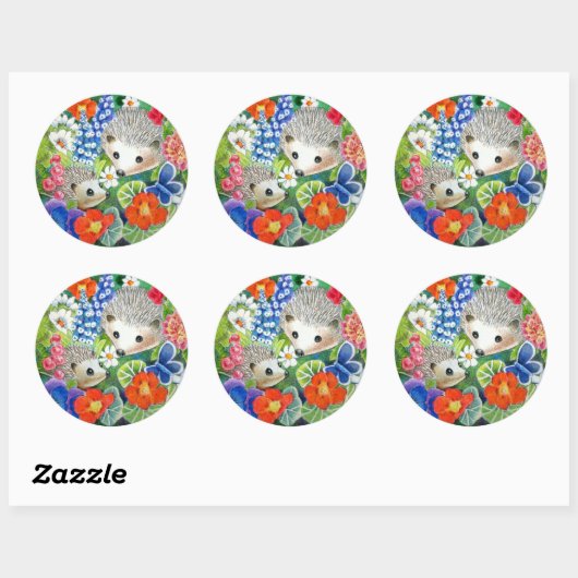 Spring Garden Hedgehogs Stickers (Vel)