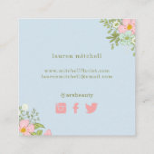 Spring Garden in Blue | Sociale media van Floral Vierkante Visitekaartje (Achterkant)