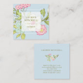 Spring Garden in Blue | Trendy Floral Vierkante Visitekaartje (Voorkant / Achterkant)