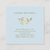 Spring Garden in Blue | Trendy Floral Vierkante Visitekaartje (Achterkant)