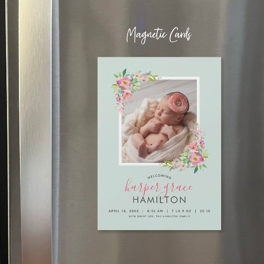 Spring Garden Magnetische foto geboorte aankondigi