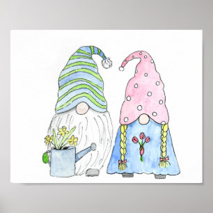 Spring Garden Mama en Papa Gnomes Poster