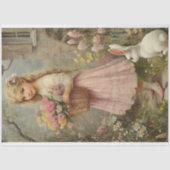 Spring Garden Meisje met bloemen en konijn Tissuepapier (Voorkant)