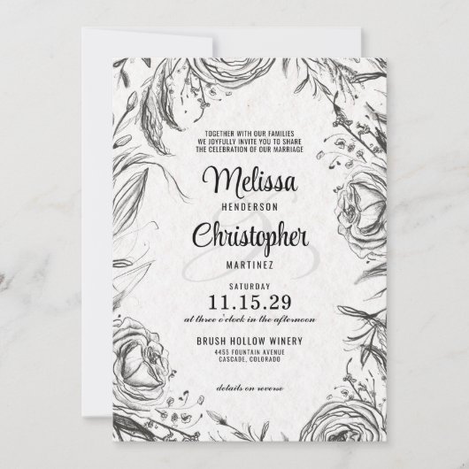 Spring Garden met details en QR-huwelijksuitnodigi Kaart (Voorkant)