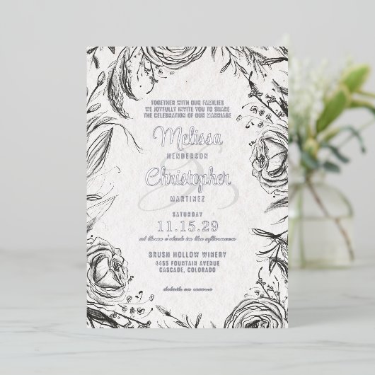 Spring Garden met foto bruiloft uitnodiging (Staand Voorkant)