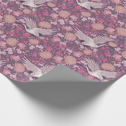 Spring Garden Moederdag Asian Crane Chinese Cadeaupapier (Hoek)