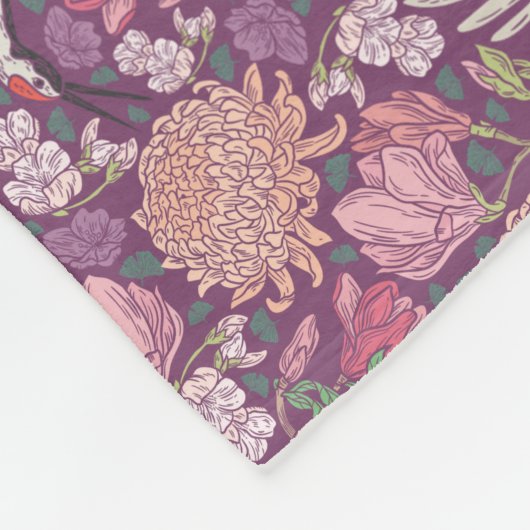 Spring Garden Moederdag Asian Crane Chinese Fleece Deken (Hoek)