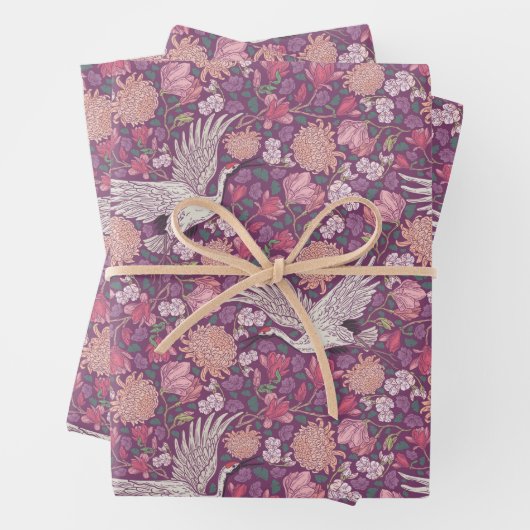 Spring Garden Moederdag Asian Crane Chinese Inpakpapier Vel (In situ)