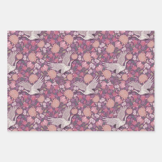 Spring Garden Moederdag Asian Crane Chinese Inpakpapier Vel (Voorkant)