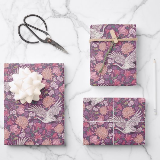 Spring Garden Moederdag Asian Crane Chinese Inpakpapier Vel (Voorkant)