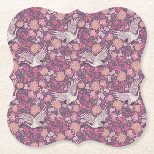 Spring Garden Moederdag Asian Crane Chinese Kartonnen Onderzetters (Voorkant)