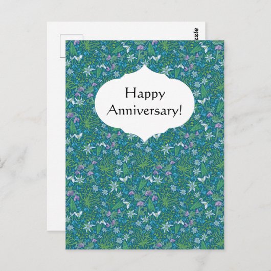 Spring Garden Moederdag Blue Paars White Briefkaart (Voorkant / Achterkant)