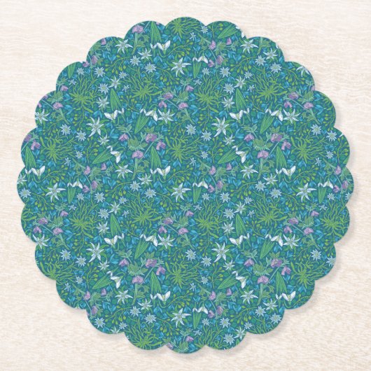 Spring Garden Moederdag Blue Paars White Kartonnen Onderzetters (Voorkant)