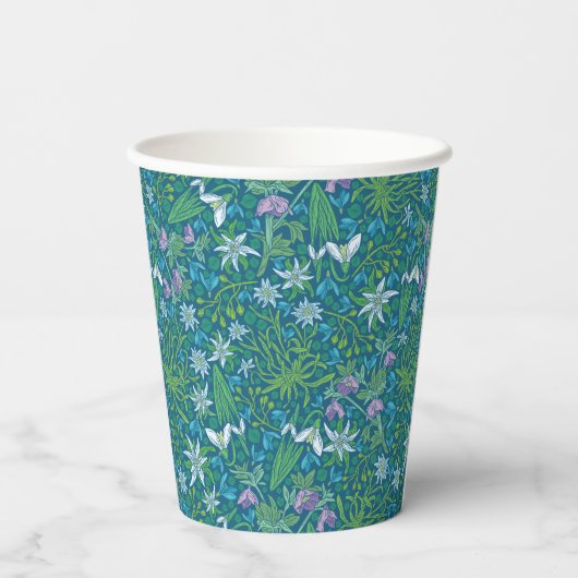 Spring Garden Moederdag Blue Paars White Papieren Bekers (Achterkant)