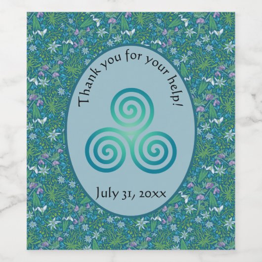 Spring Garden Moederdag Blue Paars White Wijn Etiket (Enkel label)