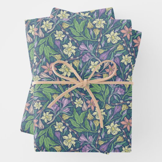 Spring Garden Moederdag Daffodils Crocuses Inpakpapier Vel (In situ)