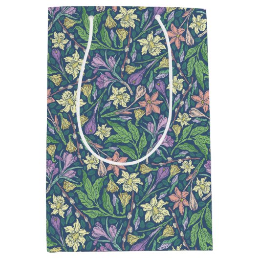 Spring Garden Moederdag Daffodils Crocuses Medium Cadeauzakje (Voorkant)