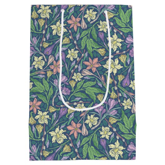 Spring Garden Moederdag Daffodils Crocuses Medium Cadeauzakje (Achterkant)