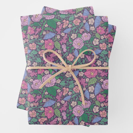 Spring Garden Moederdag papavers Japanse ventilato Inpakpapier Vel (In situ)