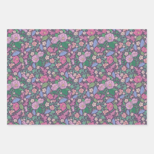 Spring Garden Moederdag papavers Japanse ventilato Inpakpapier Vel (Voorkant)