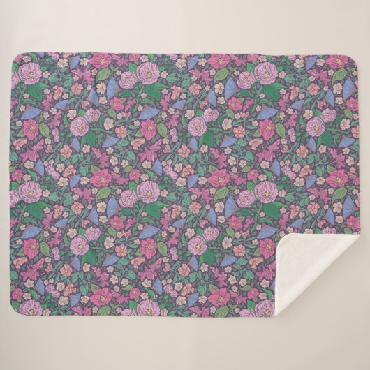 Spring Garden Moederdag papavers Japanse ventilato Sherpa Deken (Voorkant (horizontaal))