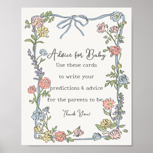 Spring Garden Party Bloemendouche Advies voor Baby Poster (Voorkant)