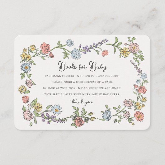 Spring Garden Party Boeken voor Baby shower Insert Informatiekaartje (Voorkant)