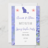 Spring Garden Party Kat Lavendel Aangepaste Uitnod Kaart (Voorkant)